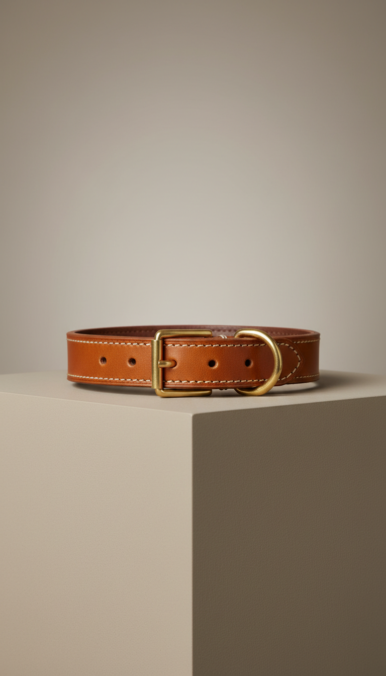 Italian leather dog collar